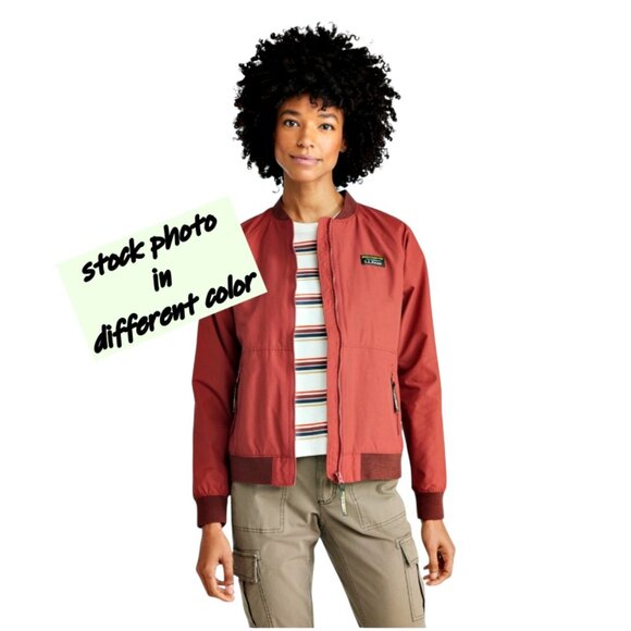 LL Bean Womens 3 Season Bomber Jacket LARGE Tan Khaki Fleece Lined Recycled ECO - Picture 3 of 10